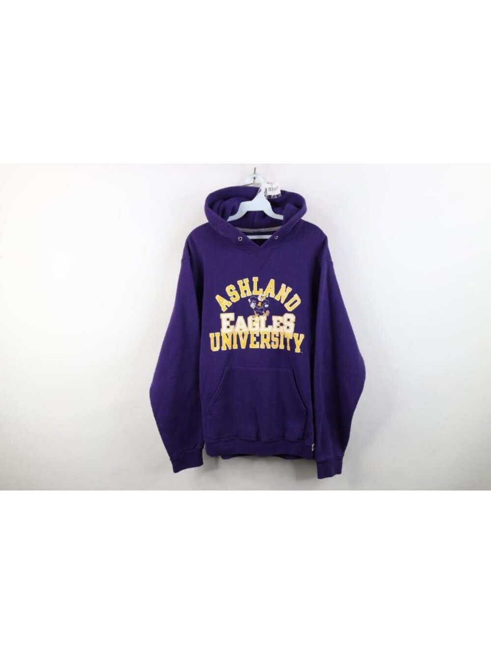 Vintage Russell Athletic Mens Medium Ashland University Hoodie Sweatshirt Purple